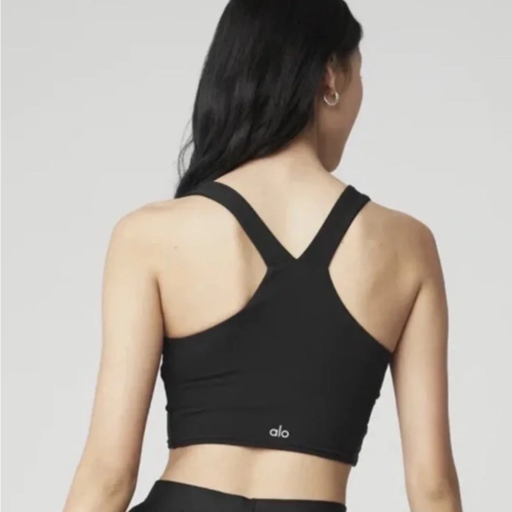 Alo Black Real Tank Athletic Bra